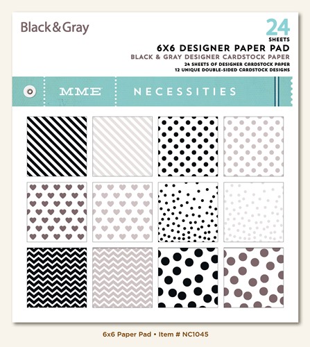 Stripe/Black & Gray Foiled Vellum Sheet 12x12"