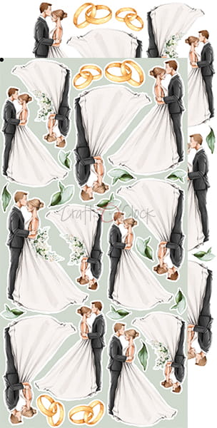 Greenery Invitation - svatba - obrázky k vystřižení