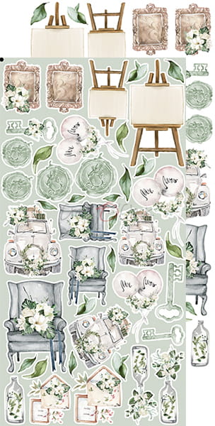 Greenery Invitation - svatba - obrázky k vystřižení