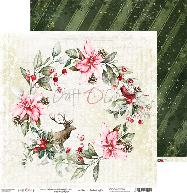 Warm and Peaceful 12"x 12" - sada 6 ks + 1 ks k vystřižení