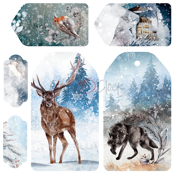 Snowy Winterland 6x6" - sada 24 ks + 2 ks k vystřihování