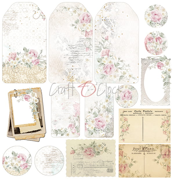 Vintage Chic 12"x 12" - sada 6 ks + 1 arch k vystřižení