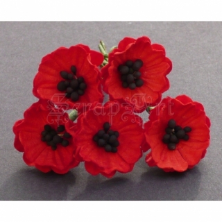 Red Poppy Flowers 2 cm - 5 ks