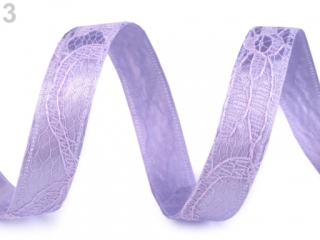 Stuha saténová s krajko š.13mm Lavender Fog
