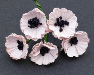 Pale Pink Poppy Flowers 2 cm - 5 ks