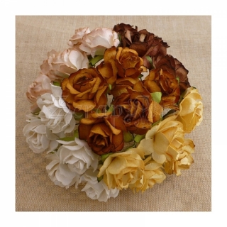 Mixed Earth Tone Wild Roses 3 cm - 5 ks