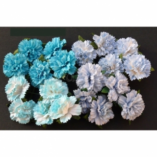 Mixed Blue Carnation Flowers 2,5 cm - 4 ks