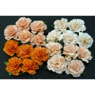 Mixed Peach Orange Carnation Flowers 2,5 cm - 4 ks