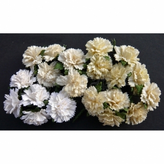 Mixed White and Cream Carnation Flowers 2,5 cm - 4 ks