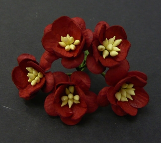 Deep Red Cherry Blossoms 2,5 cm - 5 ks
