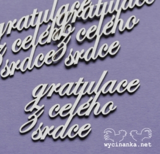 Nápis "gratulace z celého srdce" - 3 ks