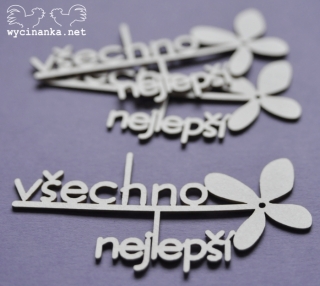 Nápis "všechno nejlepší" s kvítkem - 3 ks