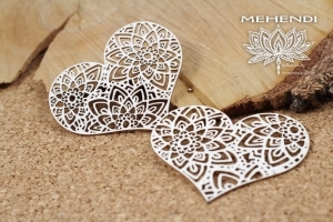 Krajkové srdce/Mehendi - 2 ks