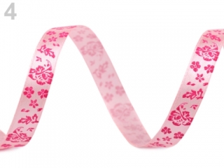 Stuha saténová š.10mm květy Gossamer Pink