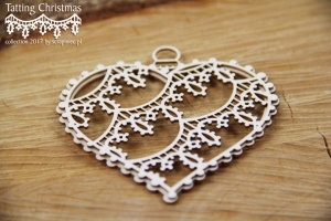 Srdce 3D velké/Tatting christmas - 4 ks