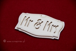 Štít s nápisem Mr&Mrs - 1 ks