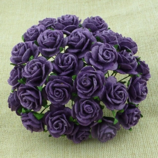 Purple Open Roses 15mm - 5 ks