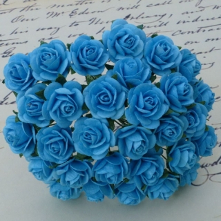 Light Turquoise Open Roses 15mm - 5 ks