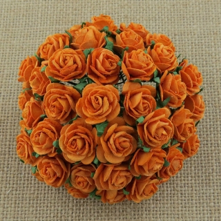 Orange Open Roses 15mm - 5 ks