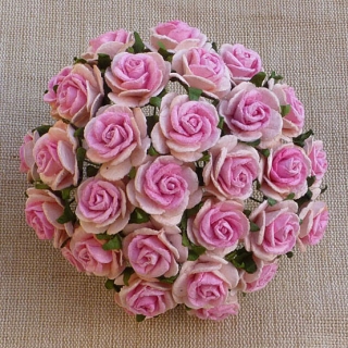 2-Tone Baby Pink Open Roses 20mm - 5 ks
