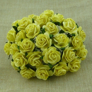 Yellow Open Roses 20mm - 5 ks