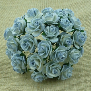 2-tone Antique Blue Open Roses 20mm - 5 ks
