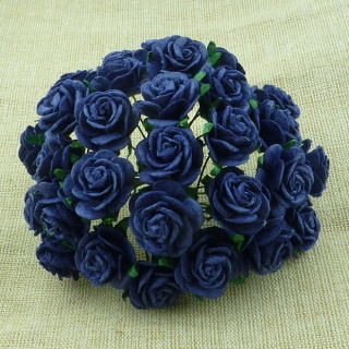Navy Blue Open Roses 20mm - 5 ks