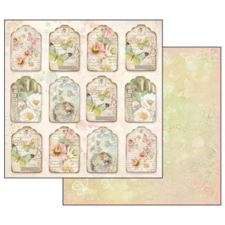 Flowers and Butterflies Fastener 12x12"