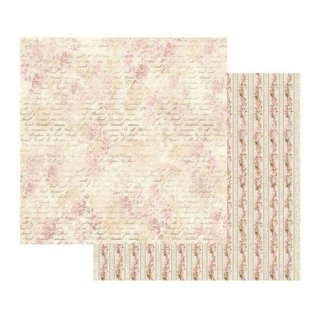 Pink Buttercup with Writing/Shabby Rose  12x12"