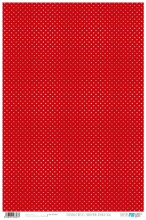 Papír na obalení desek, 32x48,2 cm - červený + bílý, malé puntíky