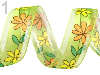 Stuha monofilová š.25mm květy