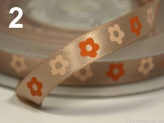 Stuha saténová š.10mm květinky