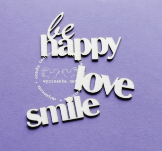 Nápis "be happy" - 3 ks